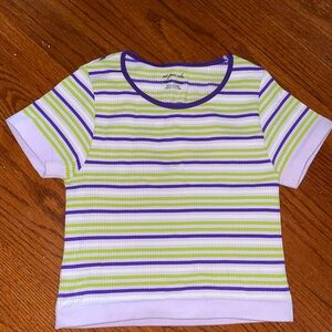 Urban Outfitters Kids Striped Tee - Purple, Green, and White